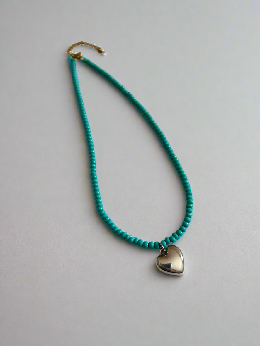 Teal Heart Necklace