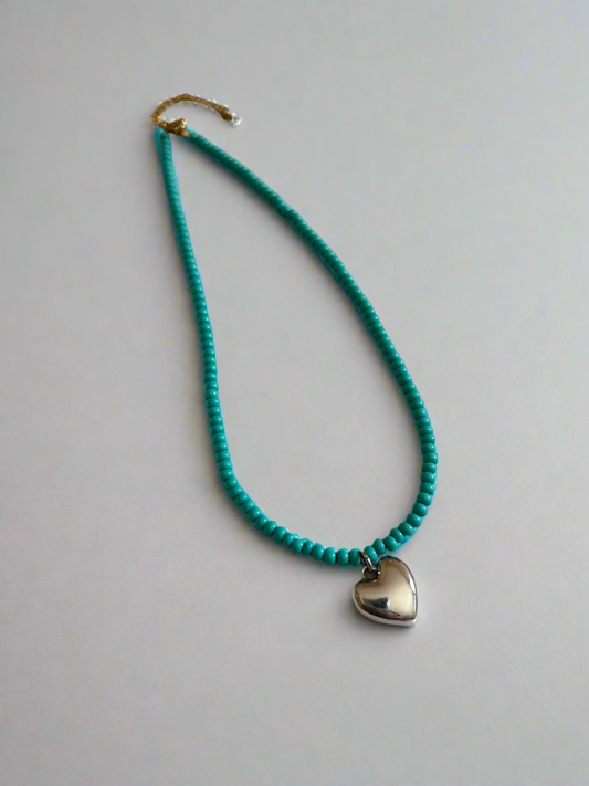 Teal Heart Necklace